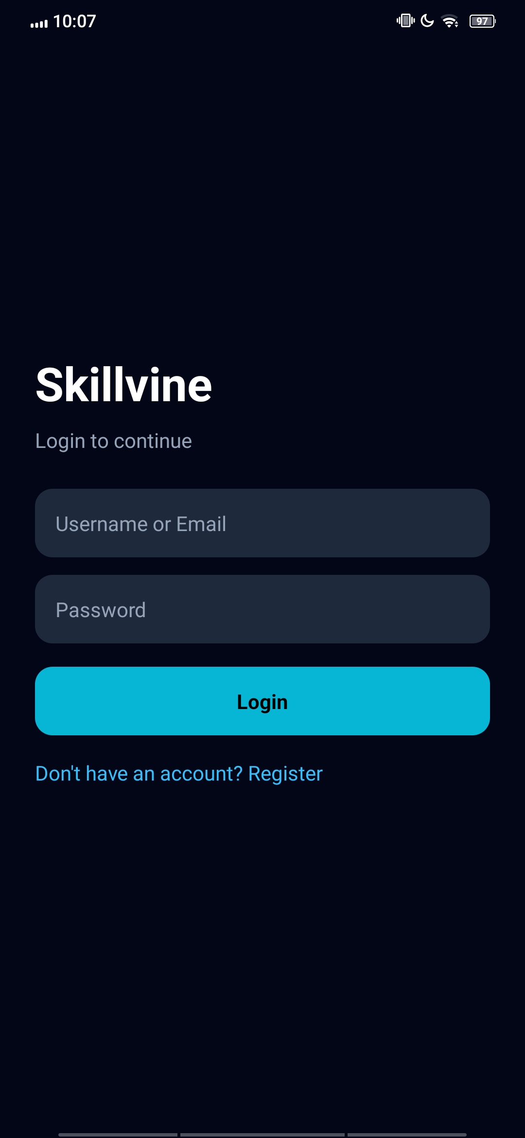 Skillvine App Screen 2