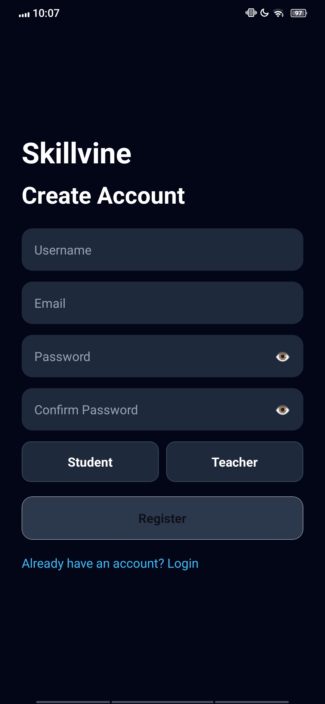 Skillvine App Screen 3