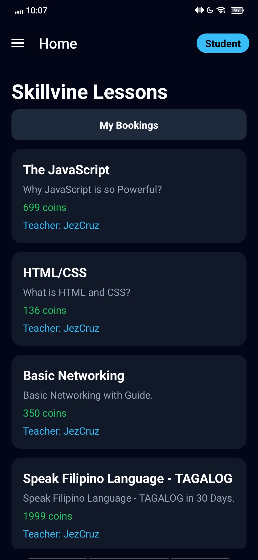 Skillvine App Screen 4