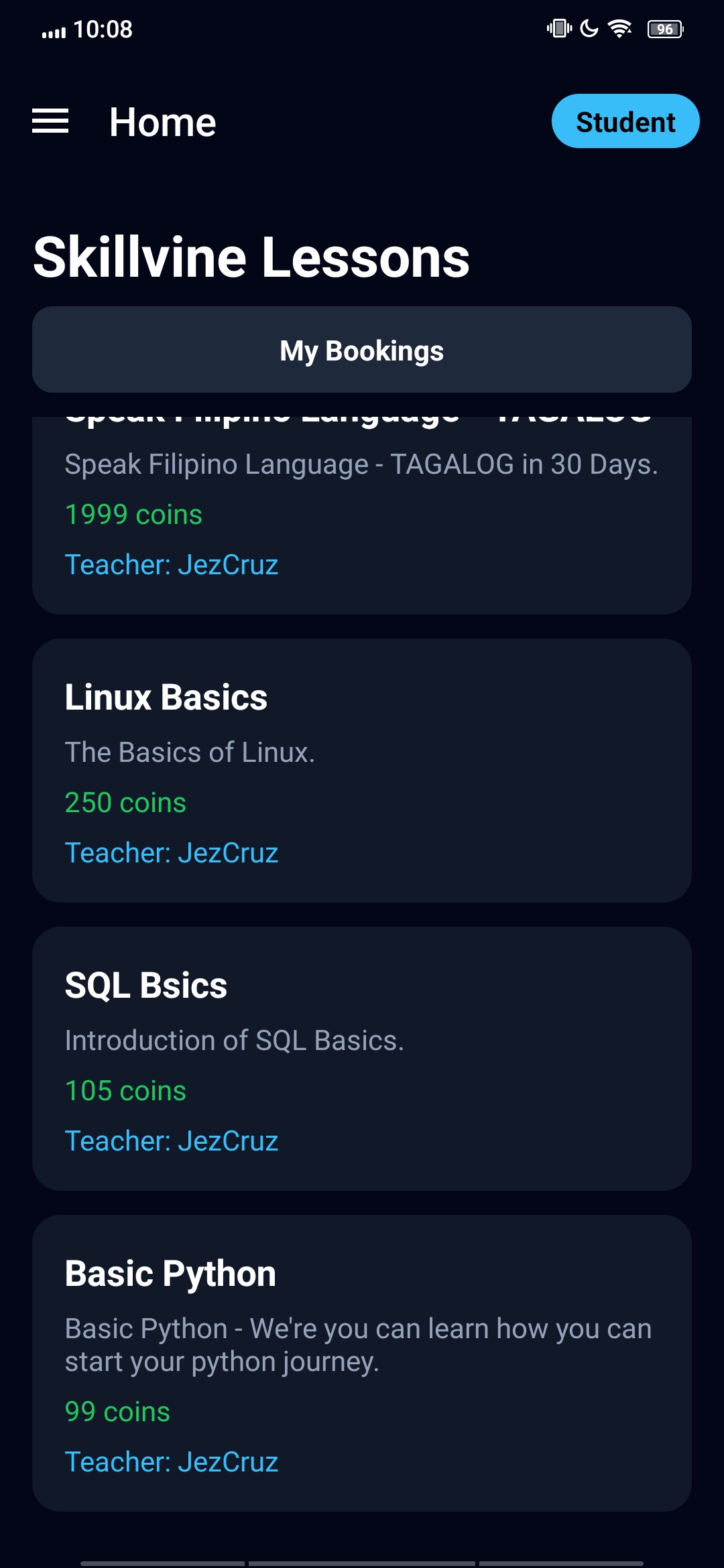 Skillvine App Screen 8